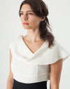 Asymmetric Dress in Cream/Black