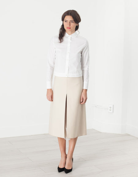 Tulle Pleat Skirt in Cream