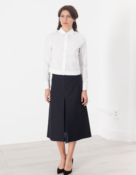 Tulle Pleat Skirt in Navy
