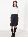 Pleated Wool Skirt in Navy