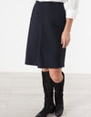 Pleated Wool Skirt in Navy