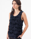 Ruffled Tank Top in Navy
