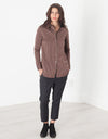 Sheen Button-Up in Red/Tan