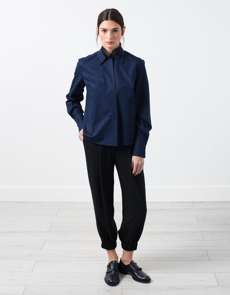 Sheer Silk Collar Button Up