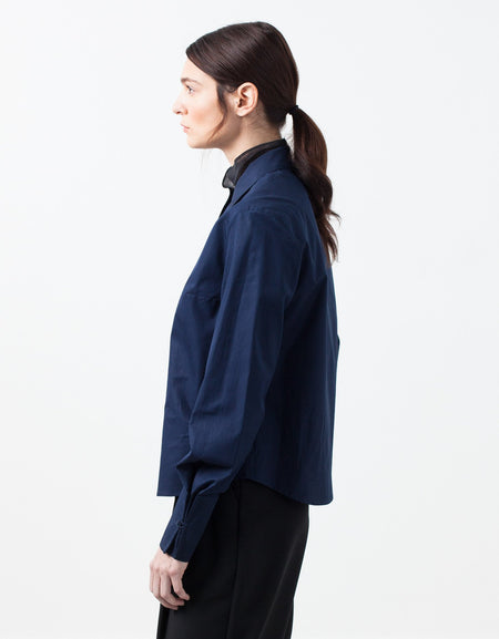 Sheer Silk Collar Button Up