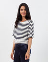Sleeve Top in Navy Stripe