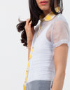 Sheer Button-Up Blouse in Pale Blue