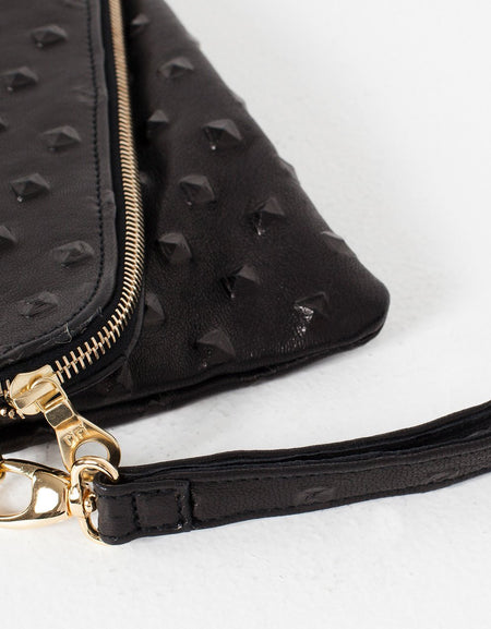 Roxanne Leather Clutch in Black