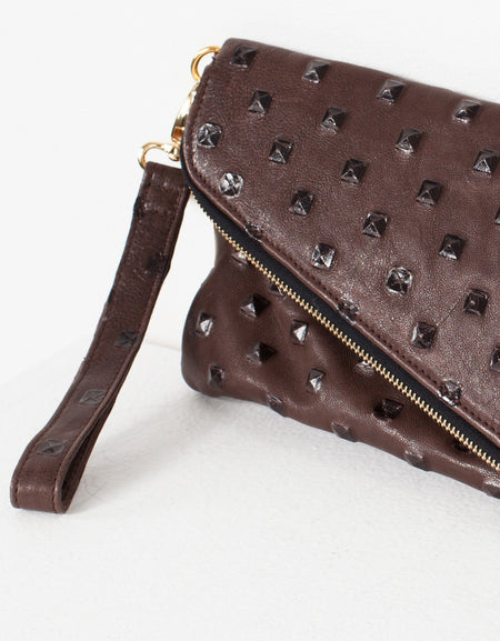 Roxanne Leather Clutch in Brown