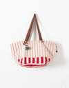 Woven Oversized Tote in Red Stripe