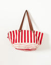 Woven Oversized Tote in Red Stripe