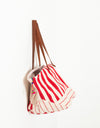 Woven Oversized Tote in Red Stripe