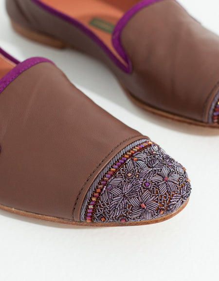 Bizi Cap Toe Loafer in Rose/Aubergine
