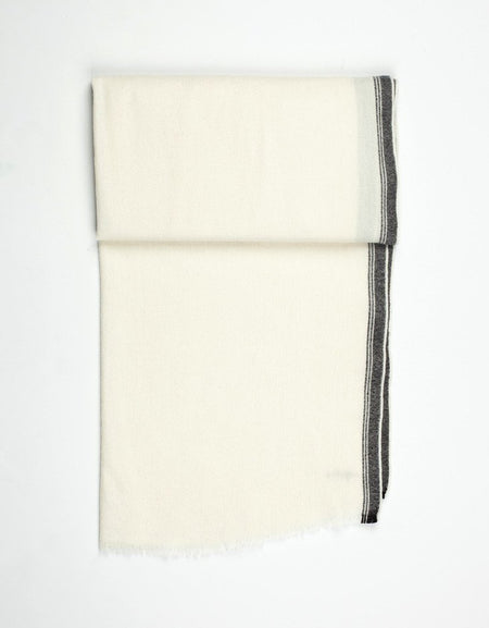 Edged Wool Scarf in Off White