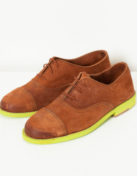 Suede Oxford in Natural/Lime
