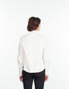 Trim Collar Poplin Blouse in Off White