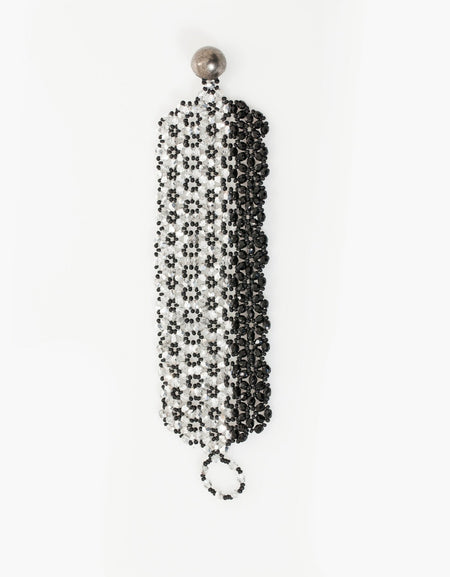 Lattice Bead Cuff in Silver/Black