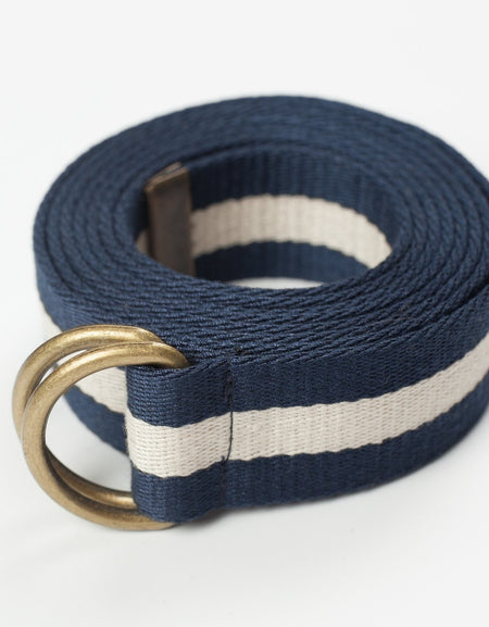 Striped Web Belt in Navy/White